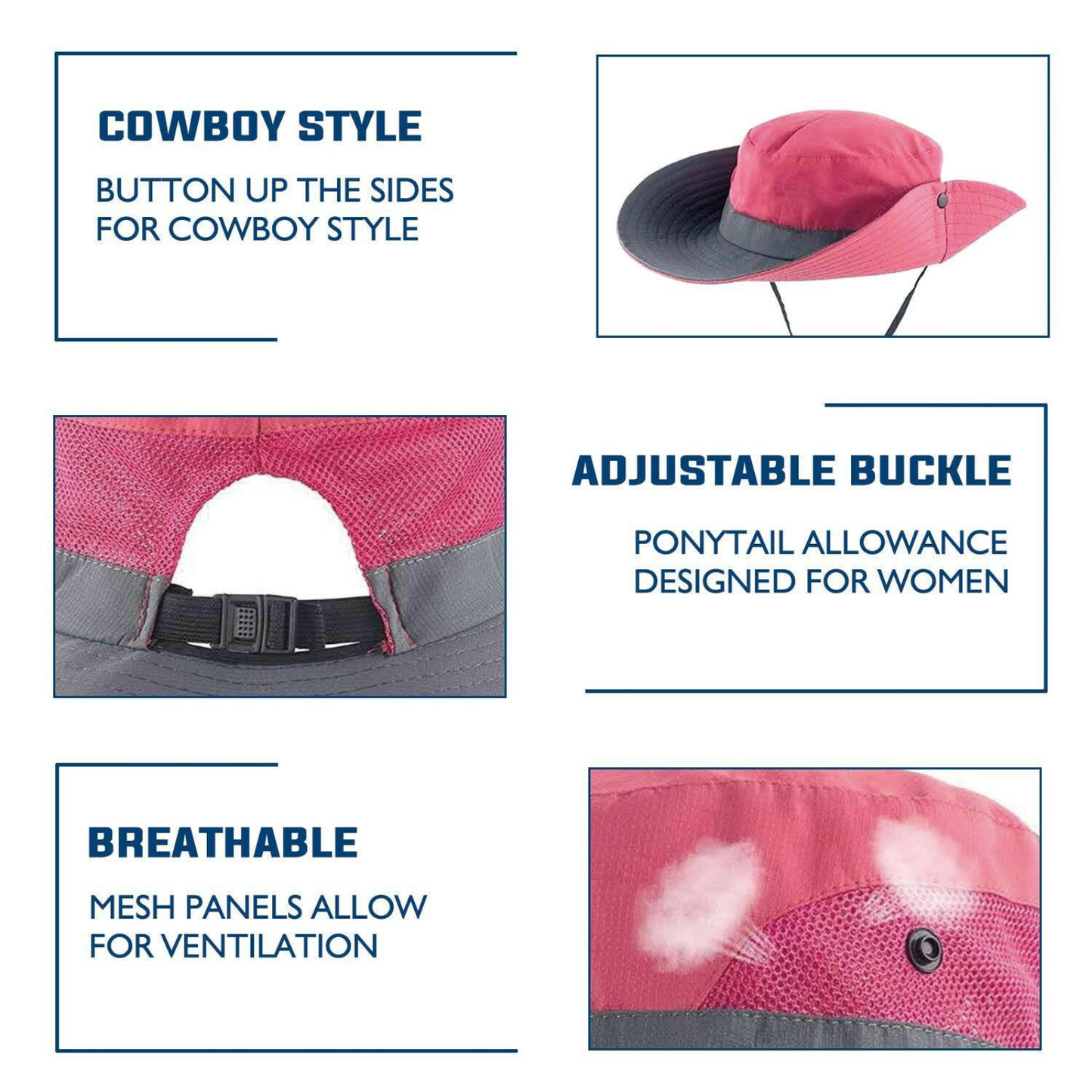 Wide Brim Ponytail Hole Sun Hat