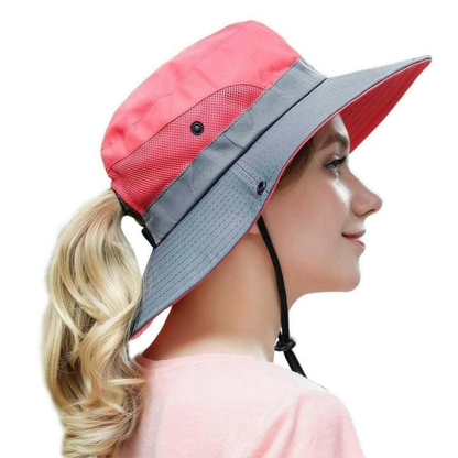 Wide Brim Ponytail Hole Sun Hat