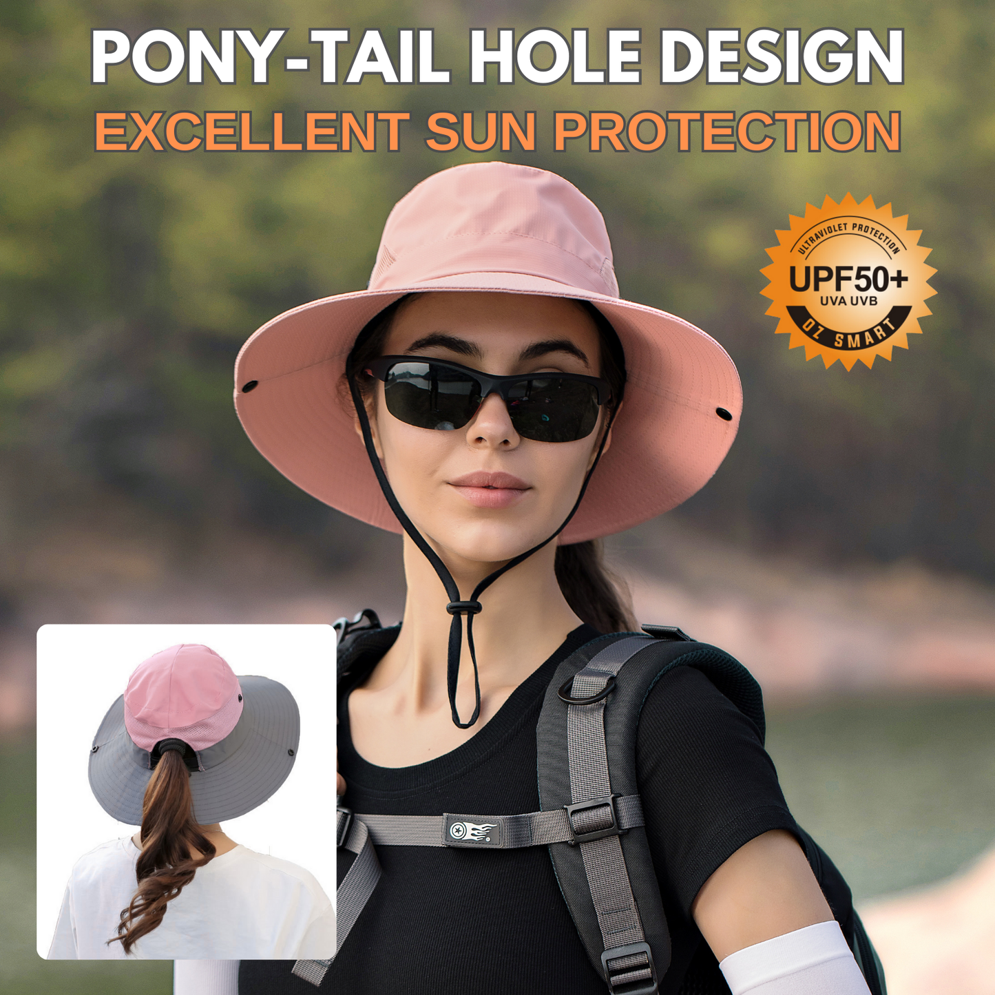 Wide Brim Ponytail Hole Sun Hat