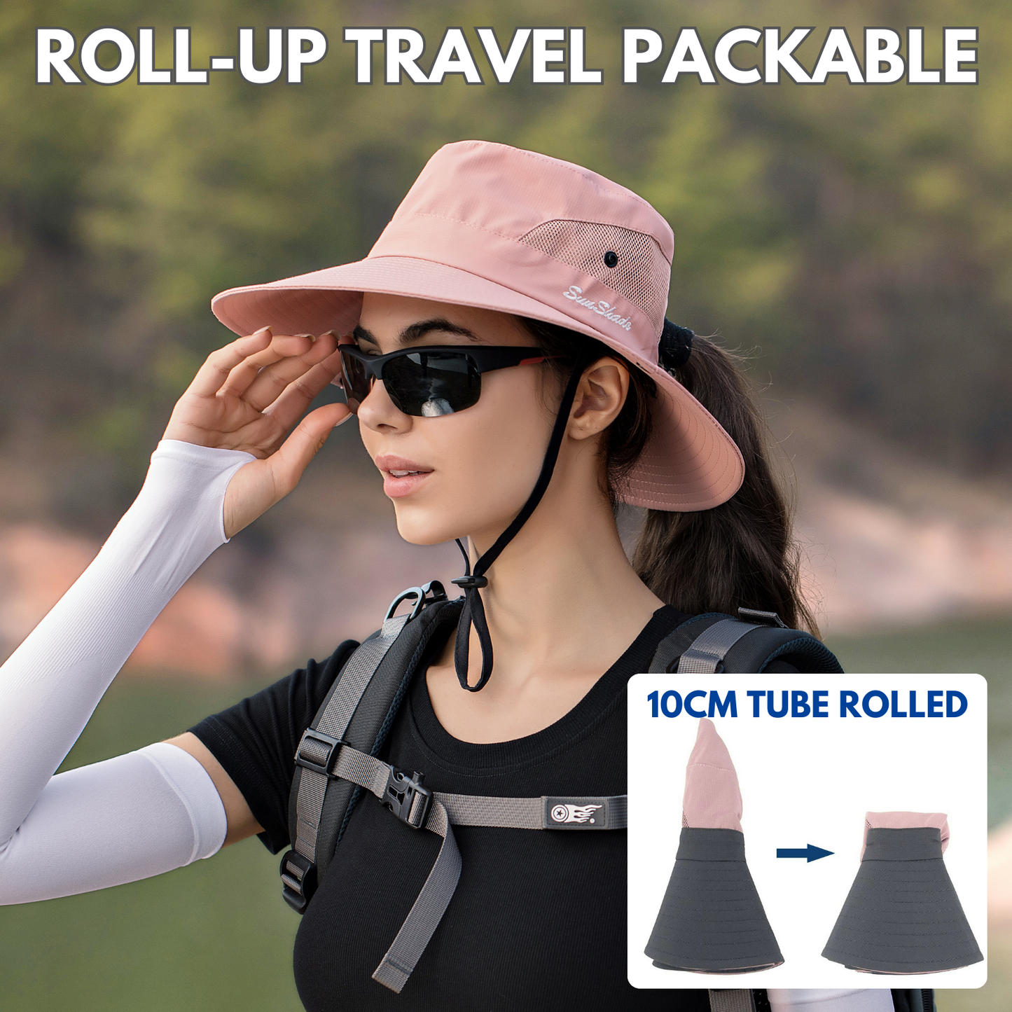 Wide Brim Ponytail Hole Sun Hat