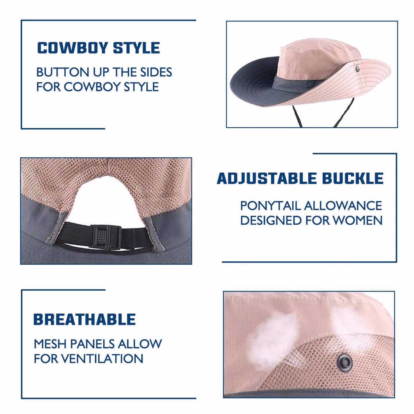 Wide Brim Ponytail Hole Sun Hat