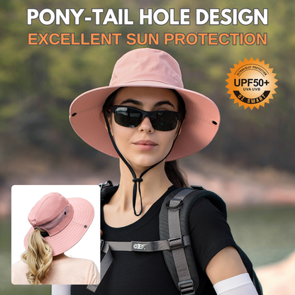 Wide Brim Ponytail Hole Sun Hat