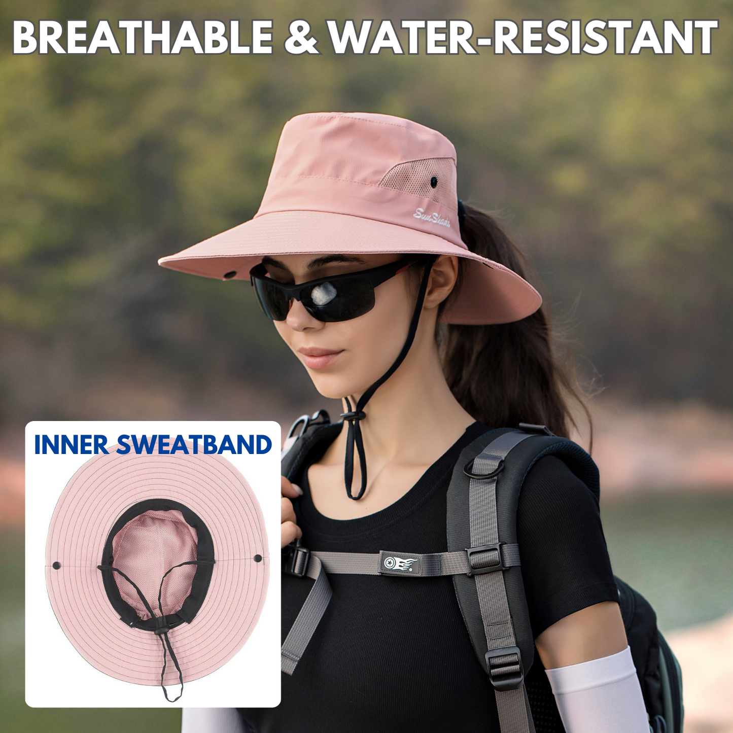 Wide Brim Ponytail Hole Sun Hat