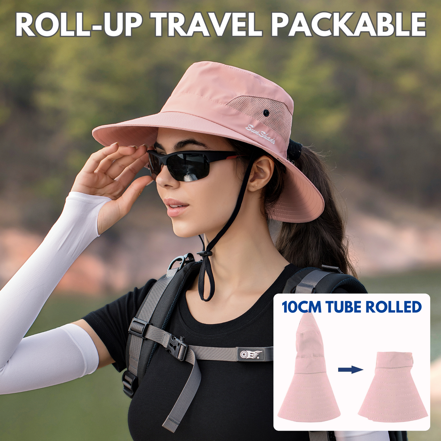 Wide Brim Ponytail Hole Sun Hat