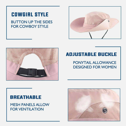 Wide Brim Ponytail Hole Sun Hat