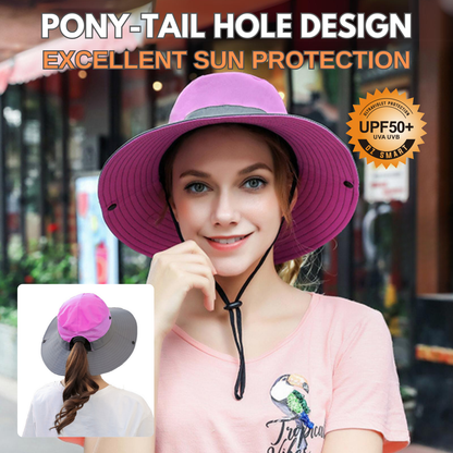 Wide Brim Ponytail Hole Sun Hat