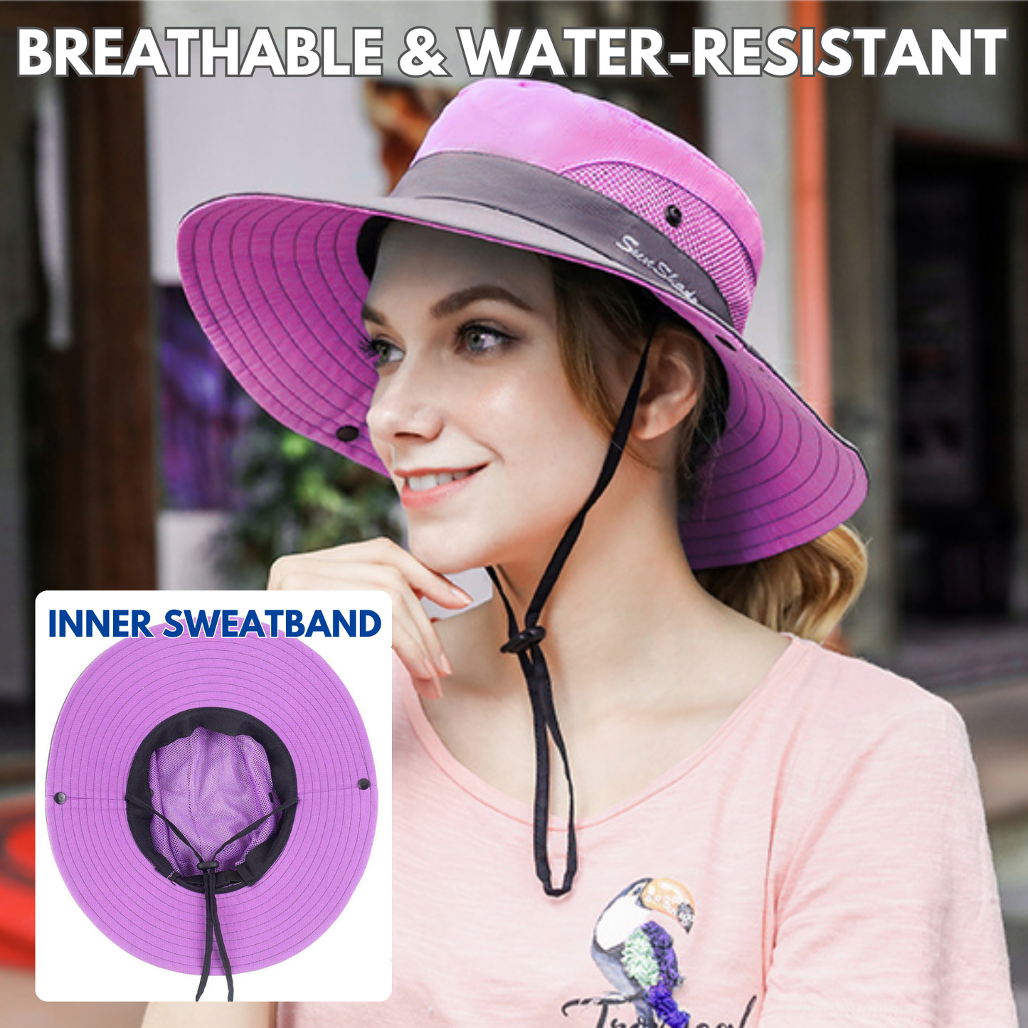Wide Brim Ponytail Hole Sun Hat