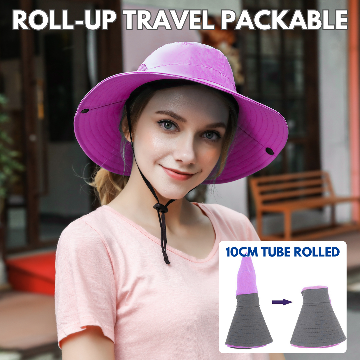 Wide Brim Ponytail Hole Sun Hat