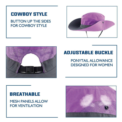 Wide Brim Ponytail Hole Sun Hat