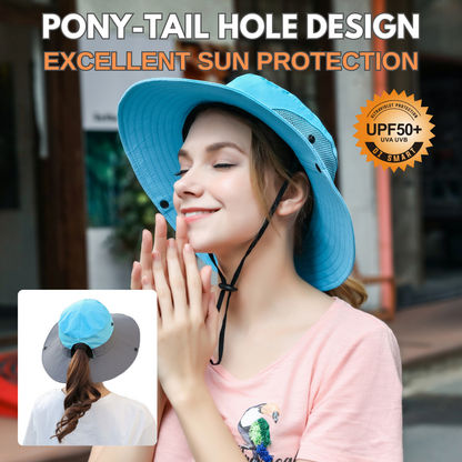 Wide Brim Ponytail Hole Sun Hat