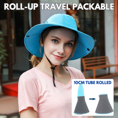 Wide Brim Ponytail Hole Sun Hat