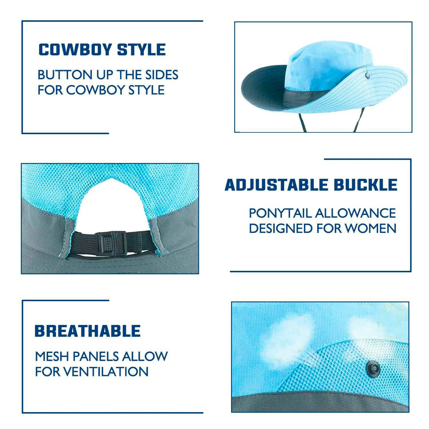 Wide Brim Ponytail Hole Sun Hat
