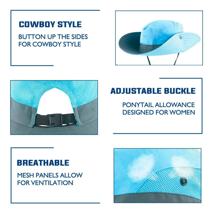 Wide Brim Ponytail Hole Sun Hat