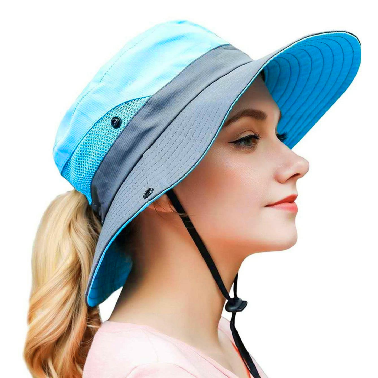 Wide Brim Ponytail Hole Sun Hat