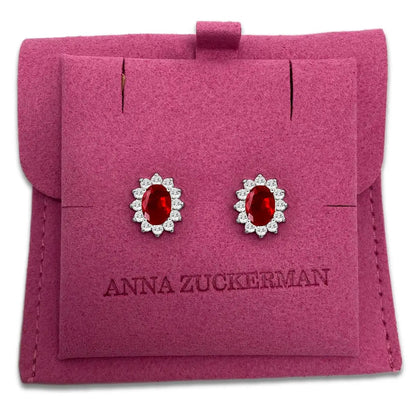 Halo Gem Earrings in Ruby by AZ Essentials