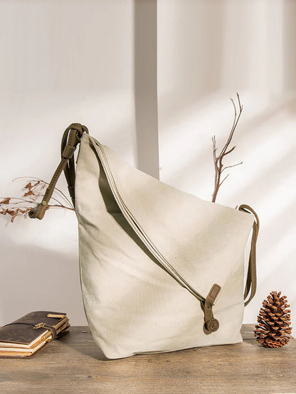 Women Canvas And Leather Crossbody Bag