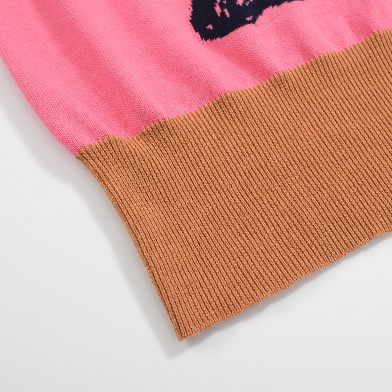 Women’s Pink French Bulldog Sweater – Red Sleeves & Retro Vibe