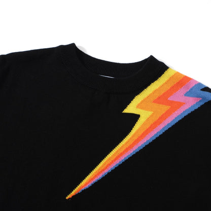 Women’s Black Lightning Bolt Sweater – Retro 60s MOD Style Knit