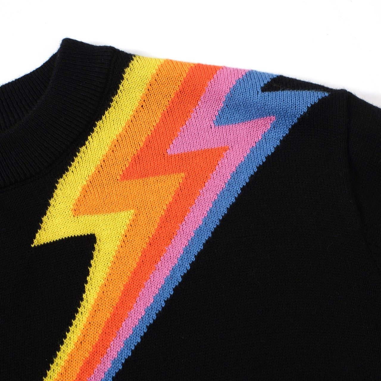 Women’s Black Lightning Bolt Sweater – Retro 60s MOD Style Knit