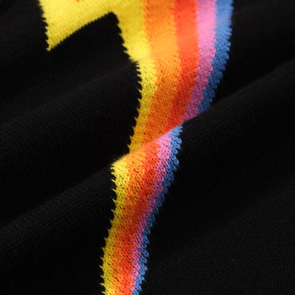 Women’s Black Lightning Bolt Sweater – Retro 60s MOD Style Knit
