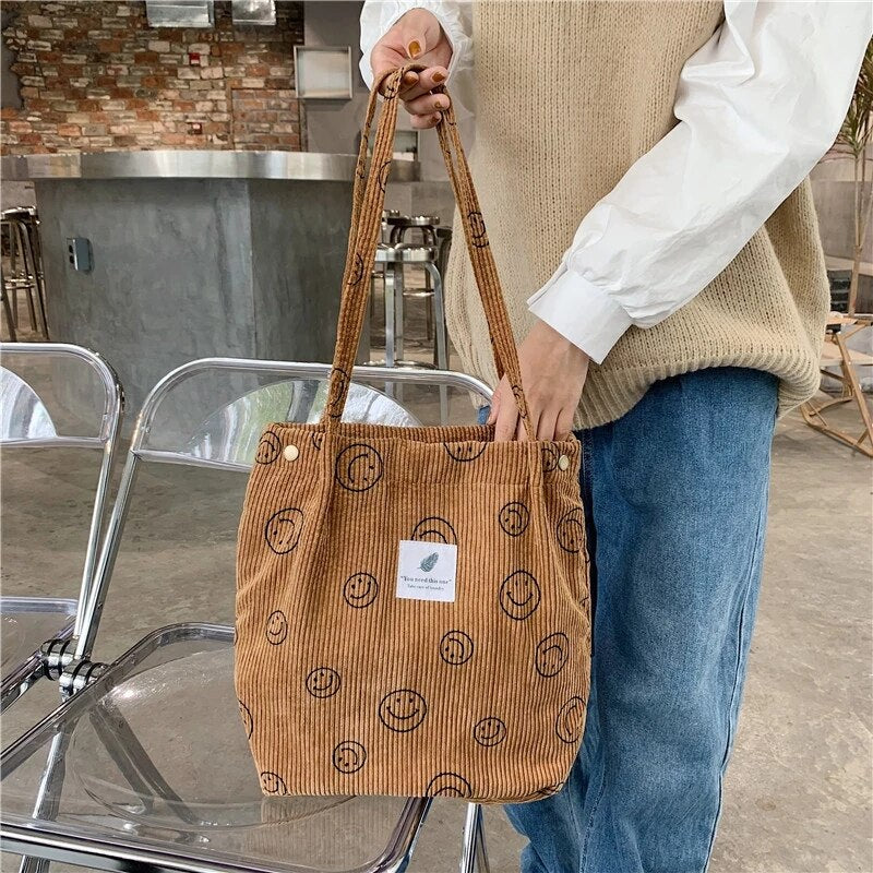 Corduroy Smile Bag