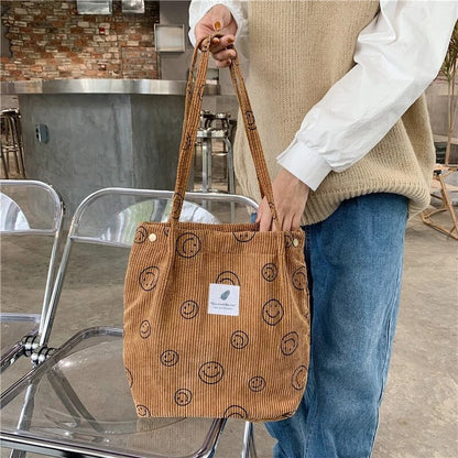 Corduroy Smile Bag