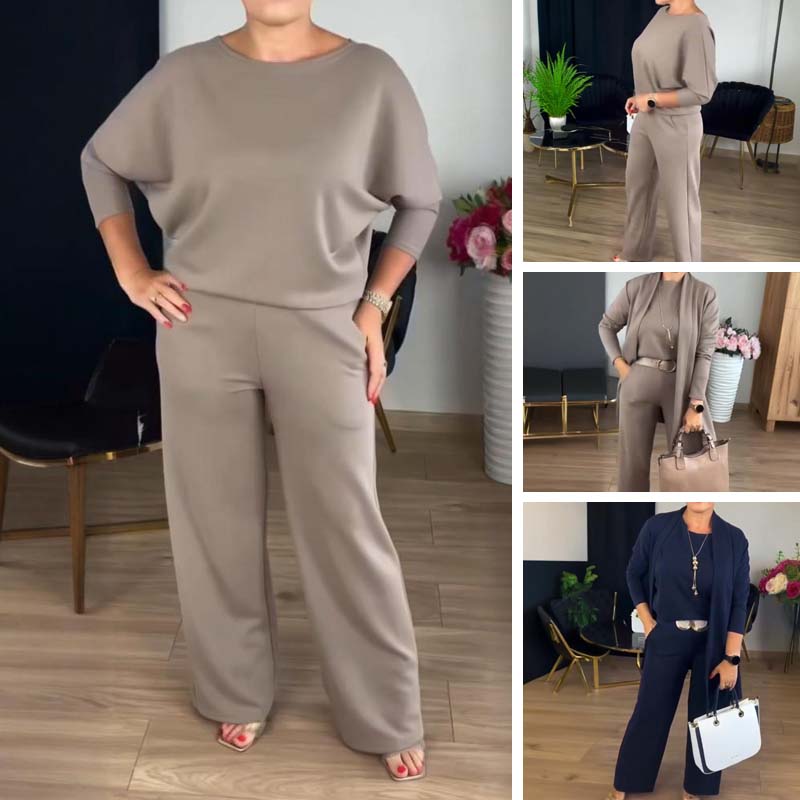 ⏳Time-Limited Special⏰Elegant 3-piece set including long cardigan, top and pants💞